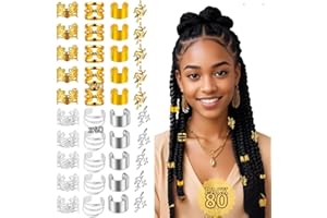 AKIDOS Pack de 80 Accesorios para el cabello - 40 Plata y 40 Dorado – accesorios para el pelo Trenzado, Rastas, Pelo Largo y Peinados – accesorios trenzas pelo – adornos para el pelo de niñas, Hombre y Mujer