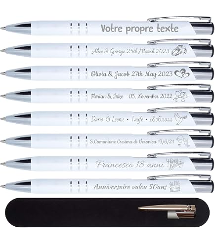 Lot De 25 Stylos Personnalisables Gravés - Cadeau Haute Qualité Mariage Entreprise Promotion