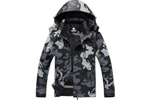 GEMYSE Uomo Giacca da Sci impermeabile montagna Giacche Pile invernale antivento Cappotto con Cappuccio