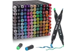 Kebuye Alcohol Based Markers Set 120 Colours - Colouring Pens for Adults Kids Art Pens for Drawing Sketching Anime Manga Permanent Marker Pens with Carrying Case and Storage Base