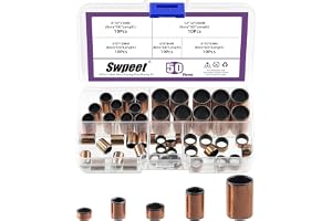 Swpeet 50cs 5 storlek mm × 8 hål × 10 × 12 hål × 14 mm Sleeve Bearing Sortiment Kit, glidlager inlindade oljiga uttag