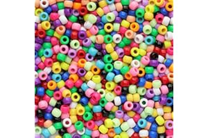 Tibaoffy Crafts Perles multicolores 6 x 9 mm, environ 1000 perles poney au total