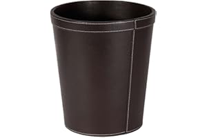 Osco Faux Leather Waste Bin – 12 Litre Round Waste Paper Basket – Stylish Leather Finish Bin for Home Office, Study, Bathroom, Desk – Easy Clean Surface – Compact & Elegant, Single, Brown