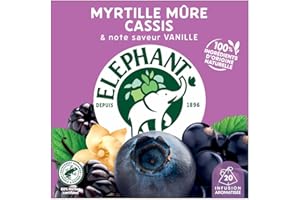 Elephant, Infusion Aromatisée, Goût Myrtille Mure Cassis & Vanille, Certifié Rainforest Alliance, Ingrédients d'Origine 100% Naturelle, 20 Sachets Pyramid