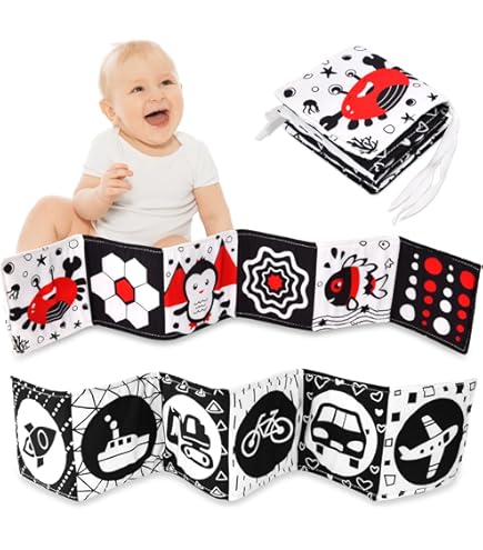 Schwarz-Weiß Stoffbuch Für Babys - Hochkontrast Lernbuch Für Frühförderung