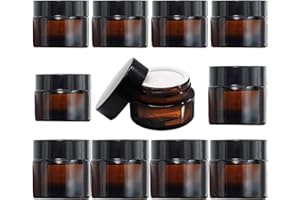 ‎TOKINCEN TOKINCEN 10 Stück 20ml 30ml Amber Glas Leerdose klarer Tiegel Cremedose Leer Leerdose Leere Nachfüllbare Behälter Braunen Glasbehälter mit Deckel und Liner