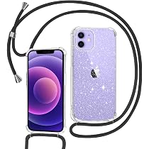 Tikgue Handyhülle Mit Kette Für IPhone 13 Mini – Transparent, Glitzernd, TPU, Verstellbare Umhängekordel