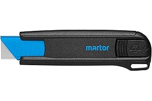 MARTOR couteau de sécurité avec rétraction de la lame, SECUNORM 175, cutter professionnel, ouvre-carton, petit, plastique, droitiers & gauchers