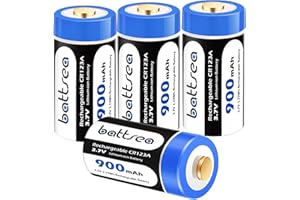 Battsea 123A Batterie ricaricabili 900 mAh 3,7 V compatibili con fotocamera Compatibile con Arlo VMC3030 VMK3200 VMS3230 VMS3330 VMS3430 torce microfono rilevatore di fumo Orologio sveglia (confezione