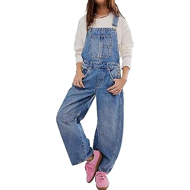 Dames denim tuinbroek met verstelbare bandjes, jeans, jumpsuits met casual distressed jeans en zakken