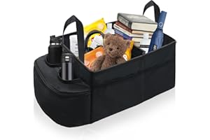RCIDOS Organizer Auto, Organizer Sedile Posteriore Auto, Con Portabicchieri, Tasche Multiple In Rete, Maniglie, Per Sedile Anteriore E Posteriore Accessori Portaoggetti Da Viaggio Per Bambini