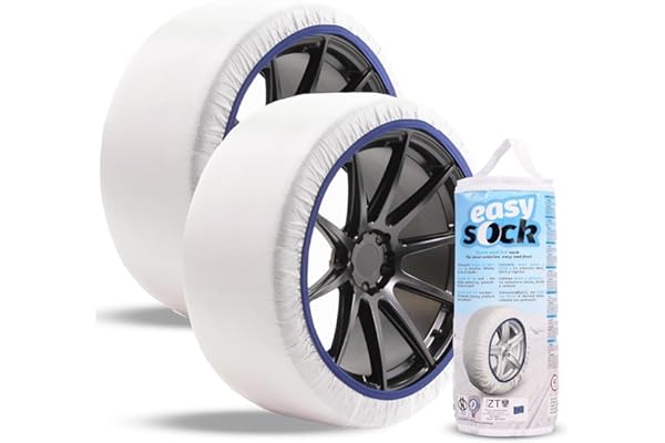 Cadenas Coche Nieve Easy Sock Homologación EN 16662-1 y alta seguridad. Talla L. Cadenas Nieve Téxtiles Fáciles de Instalar - Cadenas Nieve Coche Antideslizantes y Resistentes - Kit de 2 Cadenas