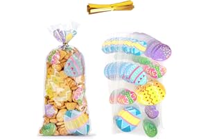DONGSZQ 100 Pezzo Sacchetti Pasqua caramelle sacchetti di cellophane,Biscotto Sacchetto per Caramella,Sacchetti di cellophane,sacchetto di caramelle per Pasqua, matrimonio, anniversario, festa (C)