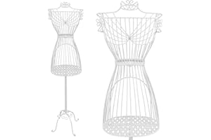 PrimoLiving Maniquí de Metal Gracia en Blanco - con Compartimento y Espacio de Almacenamiento - Maniquí Vintage - Ideal como Maniquí Femenino para Escaparates o Perchero de Ropa - P-09901