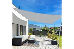 LOVE STORY Toldo Vela de Sombra Impermeable Rectangular 4x5m Protección Rayos UV, PES Toldos para Patio,Exterior Terrazas, Jardín, Balcon (Gris)