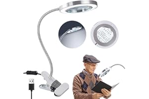 Lampe Loupe 8X Mitening avec Pince USB, Lumière LED et Support, pour Personnes Âgées, Faible Vision, Loisirs, Travaux Manuels