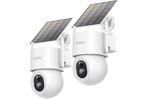aosu 3K 5MP Caméra Surveillance WiFi Extérieur sans Fil, Panneau Solaire Mobile Haute Capacité, 360° PTZ, AI Détection Personne Voiture, Animal, Grillage, Alarme, Vision Nocturne Couleur, 2 pqt