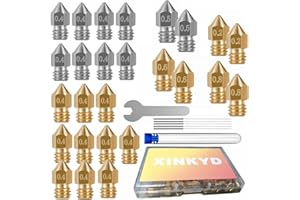XIN-KYD Boquilla para impresora 3D, 26 boquillas Mk8, de acero inoxidable, de latón, de alta temperatura, resistente al desgaste, compatible con Creality CR-10 All Metal Hotend Ender 3/V2 Ender 3 Pro ender 5