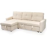 Homely&reg; Sof&aacute; Cama con Chaise Longue y Arc&oacute;n Krabi | Cama 120x188 cm | Sistema Extra&iacute;ble | Almacenaje Oculto | Sof&aacute; 3 Plazas M