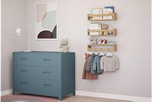 NATURE SUPPLIES Set 3 Mensole da Parete in Legno Massello - Camera Bambini - Ideali per Libri e Giocattoli