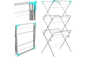EMPIRE HOME SOLUTIONS 3 TIER UPRIGHT FOLDING CONCERTINA CLOTHES HORSE AIRER DRYER LAUNDRY FREE STANDING 14M DRYING SPACE