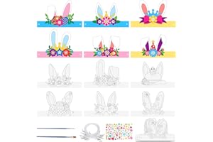 Landifor 24 Stück Hasenohren zum Bemalen Osterhase Kronen Kinder Bastelset Hasenohren Haarreif Kinderbasteln Ostern Stirnband Papierkrone für Osterparty Frühling Geburtstage Mitgebsel