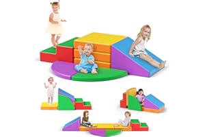CUPCHID baby climbing blocks, Foam with Slides, Training Toddlers' Sensory and Motor Skills, Foam Playground Set, Multi-colored Toys for Toddlers ages 1-3 for Climbing (Colored pearl cotton)
