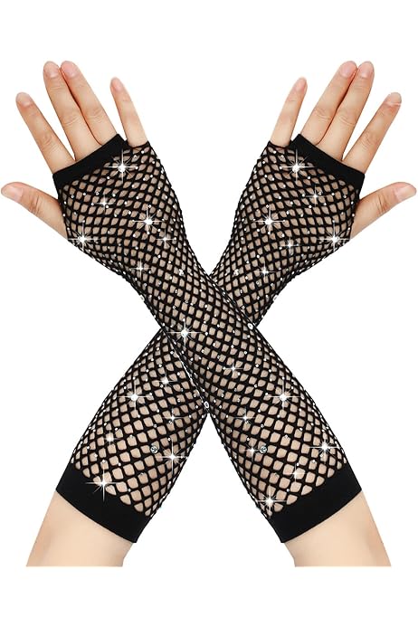 Netzhandschuhe Fingerlos Halblang – Schwarz, Aus Polyacryl/Elasthan, Gr. Ca. 25,5 Cm, Für Damen & Herren