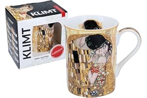 Carmani - Taza clásica Decorada con Pinturas de Gustav Klimt 'El Beso' 420ml