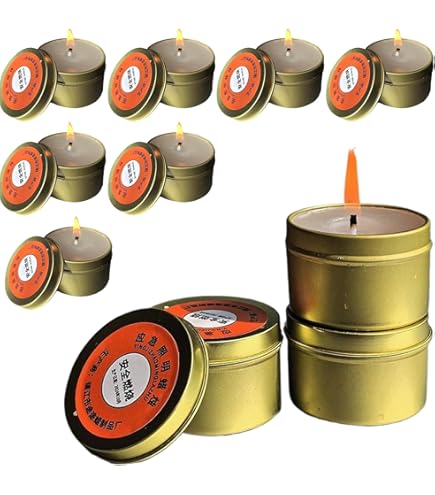 Lot De 10 Bougies De Survie Longue Durée - Sans Fumée, Coupe-Vent - Pour Pannes, Camping, Randonnée - 50g Chacune (~6x6 Cm)