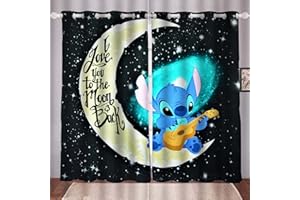 Doiicoon Lilo & Stitch Blackout Curtain Eyelets for Bedroom, Set of 2 for Children's Room, Curtains (16.100 x 140 cm (2 x 50 x 140 cm))
