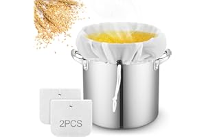 2PCS Sac de Filtration Réutilisable pour Brassage 46x40cm, ELEPRUC Sacs Filtrants avec Cordon de Serrage en Maille Fine, Poche Filtrante Blanche pour Vin, Bière, Lait Végétal, Presse à Vin et Infusion