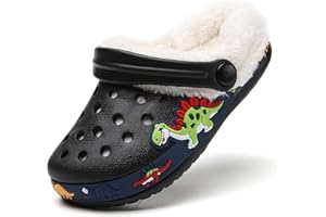 SECHRITE Lined Clogs Kinder Gefüttert Winter Pantoletten Gartenclogs Jungen Mädchen Hausschuhe rutschfeste Pantoffeln Warme Gartenschuhe Gummischuhe Winterclogs mit Fell Plüsch Pantoffeln Sandalen