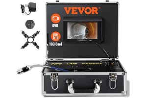 VEVOR Inspektionskamera kanalisering 20 m 7 tum skärm endoskop med vattentät DVR-inspelare IP68 12 LED justerbar SD-kort 16 GB för ledningsslangar avloppsvatten hem avloppsvatten VVS