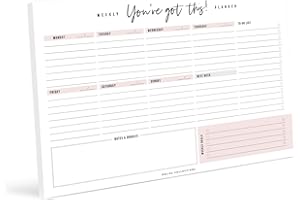 Bliss Collections Weekly Planner, You've Got This, Undated Tear-Off Sheets Notepad Includes Calendar, Organizer, Scheduler for Goals, Tasks, Ideas, Notes and to Do Lists, 6"x9" (50 Sheets)