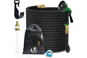 VOUNOT Tuyau d'Arrosage Extensible 30m Renforcé Adaptable 1/2" et 3/4" 10 Modes de Pulvérisation Flexible et Anti-Fuite Raccord et Sac de Rangement Fournis Noir