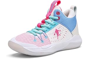 Uhclrr Zapatillas De Baloncesto para Niños Zapatillas Deportivas para Niños Zapatillas Interiores para Niñas Zapatillas De Correr Al Aire Libre(34 EU, Pink)