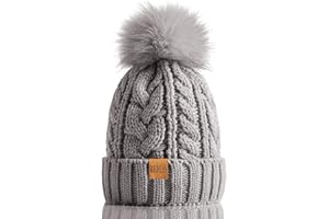 REDESS Gorro de Invierno con pompón para Mujer con Forro Polar cálido, Gorro de esquí Grueso y Holgado con Punto de Nieve y Calavera