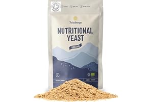 Twinbergs Organic Non Fortified Nutritional Yeast Flakes 100g - Vegan Cheese with Umami Taste - Nooch Seasoning for Pizza, Hummus, Tofu, Tempeh - Inactive Yeast Rich in B Vitamins, Iron, Protein