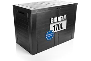 BigDean Aufbewahrungsbox Garten 170L mit Stecksystem aus Kunststoff – Auflagenbox wasserdicht für outdoor geeignet – Kissenbox im kompakten Design & Made in Europe
