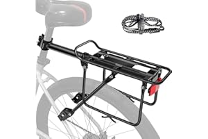 Mimoke Portapacchi per bicicletta posteriore per mountain bike da 26 a 29 pollici, in alluminio, portata fino a 50 kg, portabici per mountain bike, montaggio rapido, stabile portapacchi per bicicletta