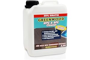 ‎GREENWOOD Greenwood WPC & BPC Reiniger mit Pflege - Reinigungsmittel & Pflegemittel - Konzentrat - Reinigen & Pflegen von Terrassen-Dielen - pH Neutral - 1 L /2,5lt (2,5lt)