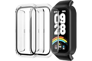 zZjoOoj Custodia per Xiaomi Band 9 Active Protective Case with Screen Protector Hard PC Scratch-Resistant Ultra Thin Case,Trasparente x2