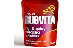 BUGVITA Hot and Spicy Sriracha Crickets | 20g | Farmed in the UK | Six-legged Superfood | Edible insects for human consumption