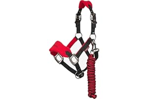 LeMieux Mini Vogue Headcollar & Leadrope - Perfect for Ponies - Adjustable at Curb and Poll - Chilli Red - Mini