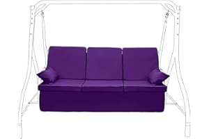 Gardenista Garden 3 Seater Swing Seat Cushion | Water Resistant Outdoor Hammock Replacement Bench Pad 168x56cm | Soft and Comfy Canopy Swing Seat Cushions with Back | Easy to Clean (Purple)