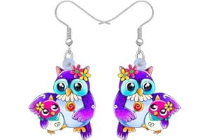 LONYOO Acrylique Boucles d'oreilles Chat Mignon Pendantes Anime Kitten Bijoux Fête des Mères Cadeaux pour Maman Femme Filles