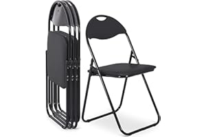 ‎MACOSHOPDE BY MACO MÖBEL Raburg Klappstuhl 4er-Set, praktisches Gästestuhl-Set zum Klappen, gepolstert, leicht & bequem, Belastbarkeit 100 kg, Metallgestell, für Gäste, Büro, Event & Party, Paul, Schwarz/Schwarz