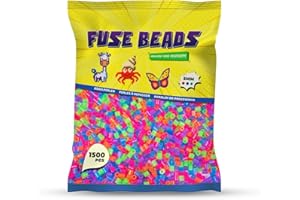 Benny Beads Iron-On Beads, Midi Size 5 mm, Creative Craft Accessories, DIY Fuse Beads (Neon) 1500 Pieces