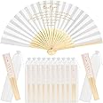 Menkxi 30 Pcs Silk Fabric Folding Fans Bulk for Wedding Guests Thank You Bamboo Folded Hand Fan for Bridal Shower Decoration Favor Vintage Handheld Fans Souvenirs with Organza Bag (White,Classic)